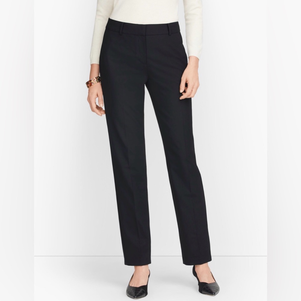 NWT $139 Talbots Woman Curvy Fit Wool Blend Straight Leg Dress Pants Black 12W